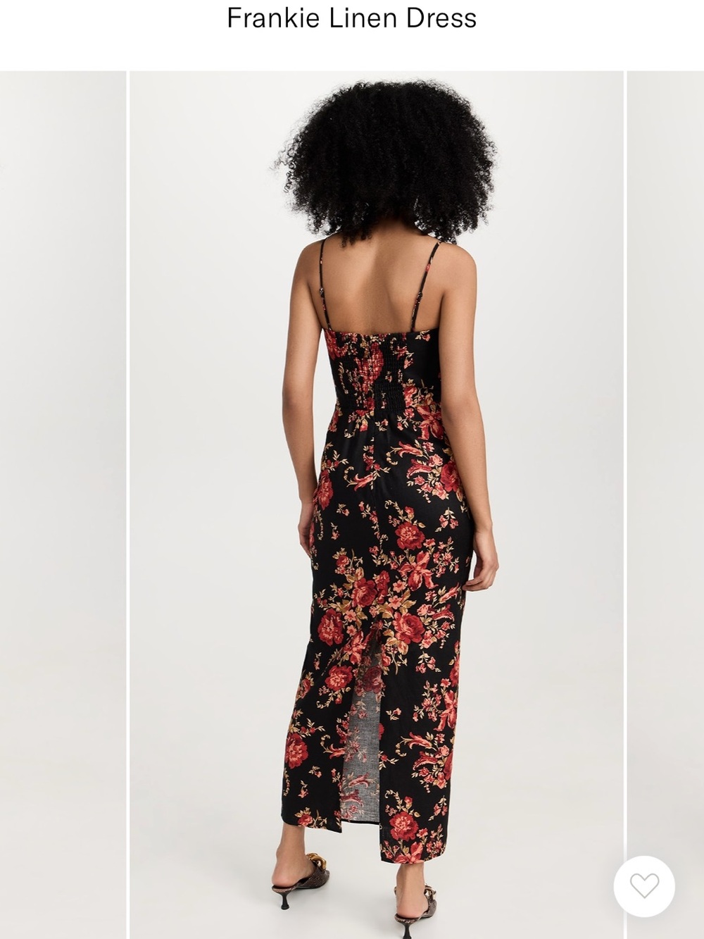 Reformation Black Midi Dress with Red Floral Print - Picture 3 of 10